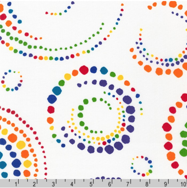 Quilting Cotton - Dot and Stripe Delights - Dot Swirl - Rainbow