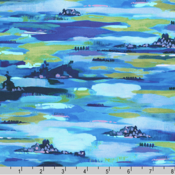 Quilting Cotton - Painterly Trees - Lake