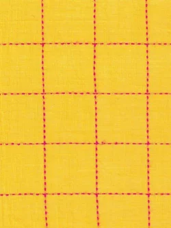 Premium Yarn Dyed Cotton - Windowpane Stitch - Yellow/Red