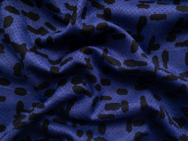 European Designer Deadstock - Printed Merino Wool Jacquard - Royal