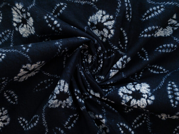 Japanese Cotton Sheeting - Shibori Floral & Vines - Dark Blue