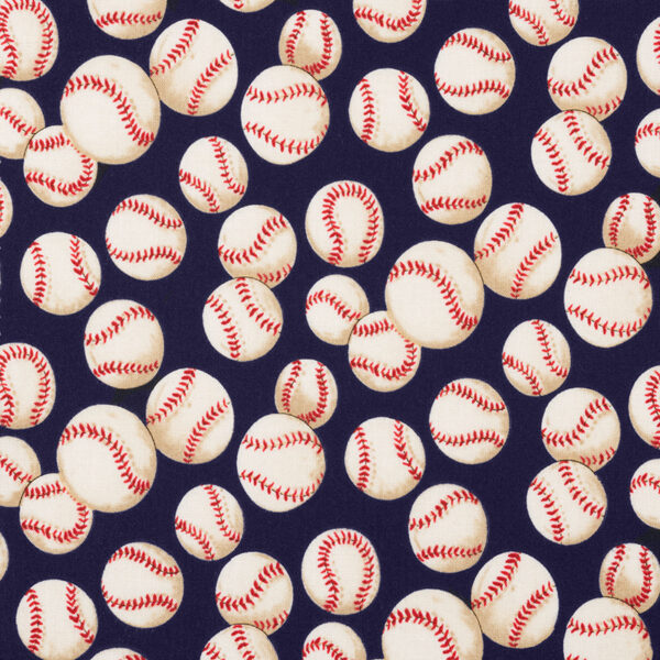 Quilting Cotton - Alexander Henry - Baseball - Navy