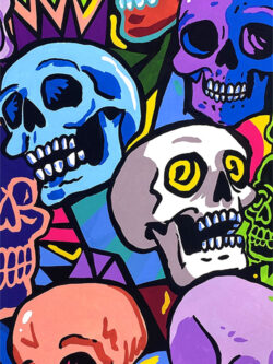 Quilting Cotton - Alexander Henry - Neon Skull