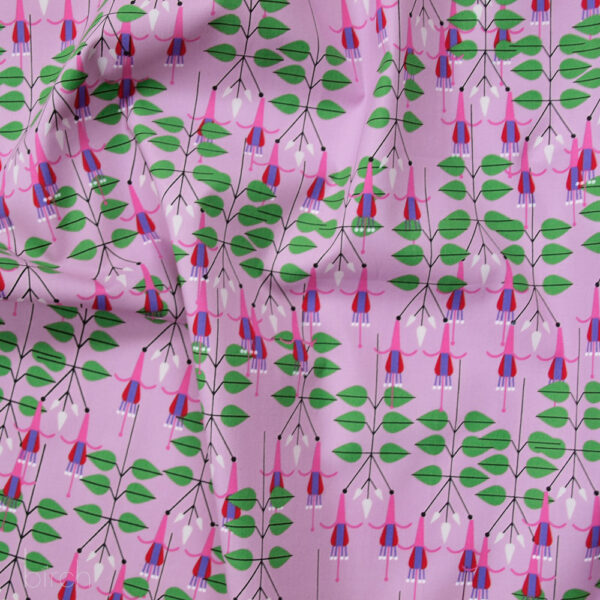 Birch – Organic Cotton Poplin – Flowering Trees - Discovery Place - Fuchsias