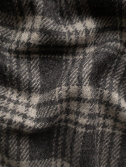 British Designer Deadstock – Wool Coating – Tweed Plaid - Grey/Cream
