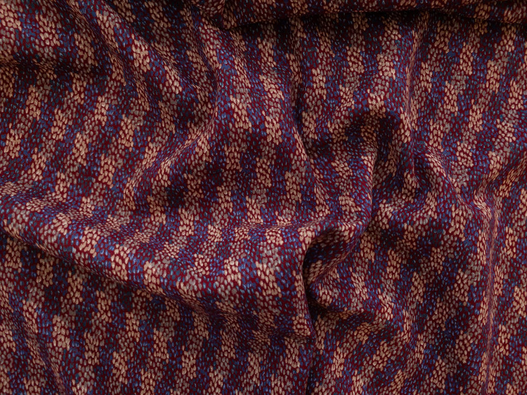 European Designer Deadstock – Wool Challis – Pointillism Stripes – Red