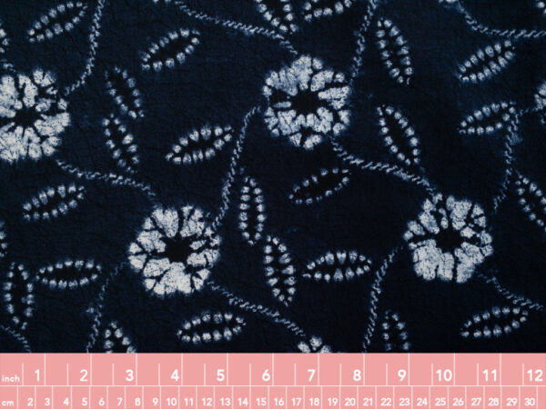 Japanese Cotton Sheeting - Shibori Floral & Vines - Dark Blue