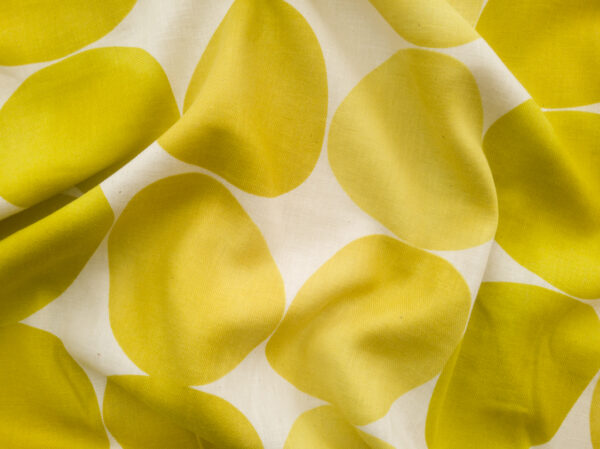 Japanese Cotton/Linen Twill - Watercolor Stones - Citron/Natural