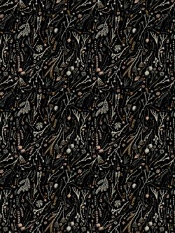 FIGO – Rayon Challis – Autumn Forage - Branches - Black