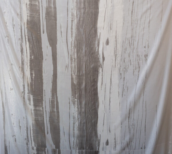 Designer Deadstock - Silk Georgette Panel - Silver Brushstroke