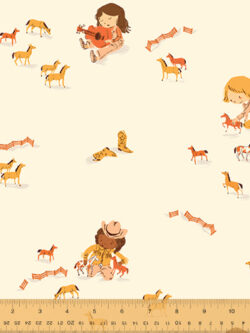 Quilting Cotton - Far Far Away III - Play Horses - Cream