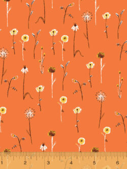 Quilting Cotton - Far Far Away III - Wildflowers - Burnt Orange