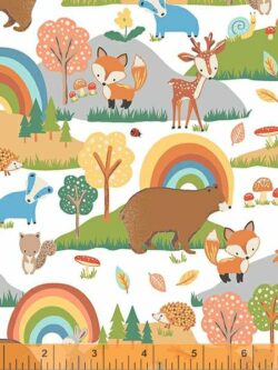 Quilting Cotton - Frolic - Forest Friends - White