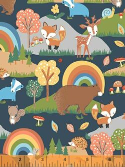 Quilting Cotton - Frolic - Forest Friends - Navy