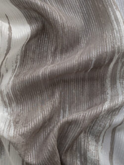 Designer Deadstock - Silk Georgette Panel - Silver Brushstroke