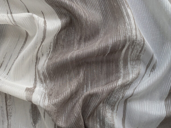 Designer Deadstock - Silk Georgette Panel - Silver Brushstroke