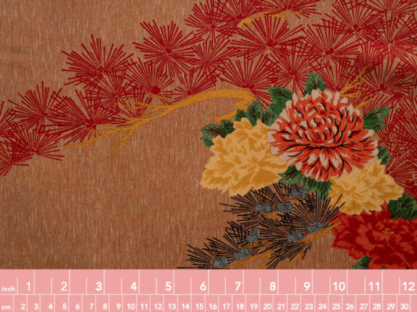 Designer Deadstock - Silk Crepe de Chine - Pine and Chrysanthemum