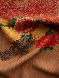 Designer Deadstock - Silk Crepe de Chine - Pine and Chrysanthemum