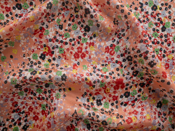 Designer Deadstock - Silk Habotai - Ditsy Floral - Orange