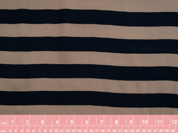 Designer Deadstock - Silk Crepe de Chine - Classic Stripe - Mocha/Navy