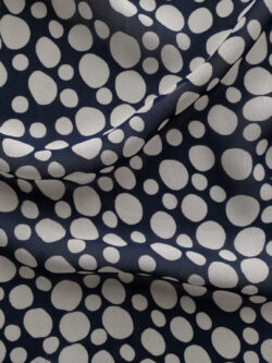 Designer Deadstock - Silk Georgette - Polka Dots - Navy