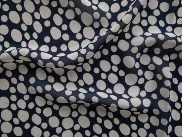 Designer Deadstock - Silk Georgette - Polka Dots - Navy