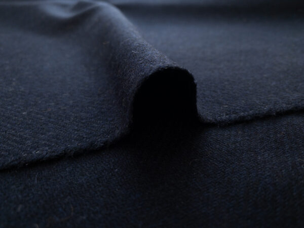 British Designer Deadstock – Wool Herringbone Coating - Oxford Navy