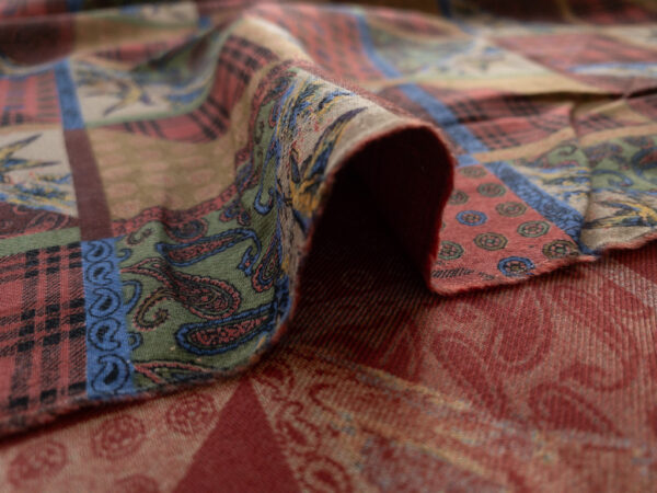 British Designer Deadstock – Cotton/Rayon Twill Shirting - Hunting Lodge - Red
