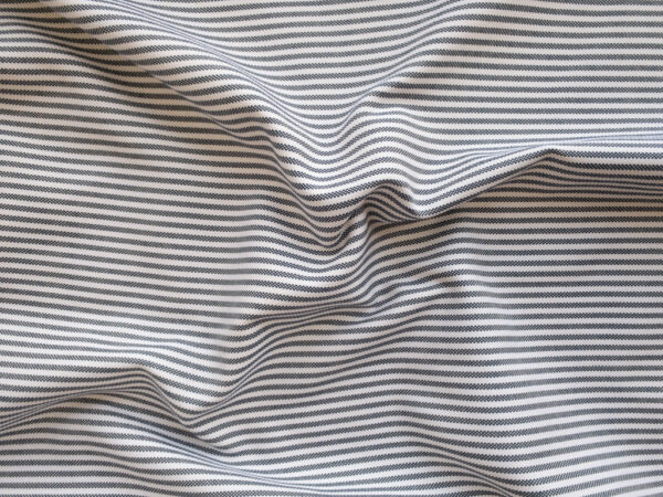 British Designer Deadstock - Yarn Dyed Cotton Canvas - Indigo/Ivory Stripes