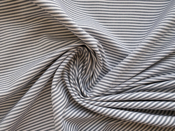 British Designer Deadstock - Yarn Dyed Cotton Canvas - Indigo/Ivory Stripes