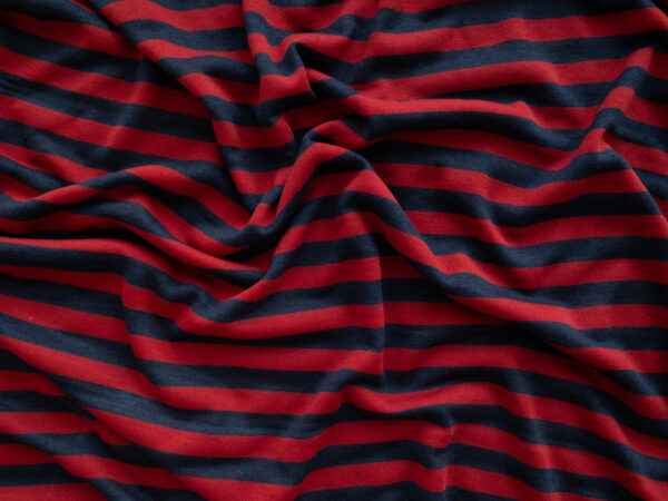 British Designer Deadstock – Viscose/Spandex Jersey – Marine Stripe