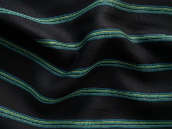 European Designer Deadstock - Yarn Dyed Linen - Turquoise Stripe