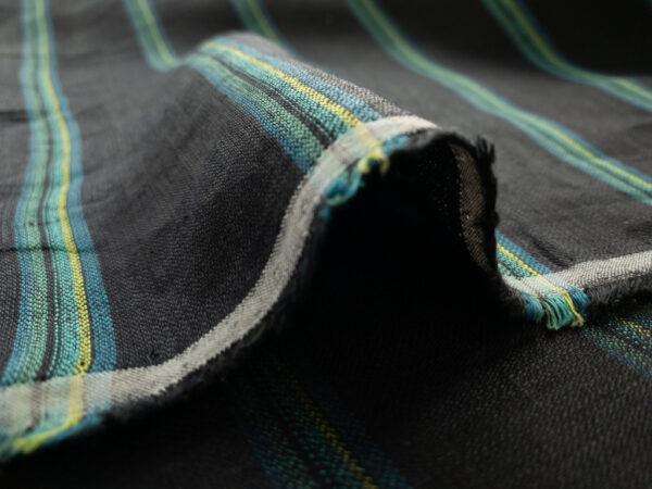 European Designer Deadstock - Yarn Dyed Linen - Turquoise Stripe