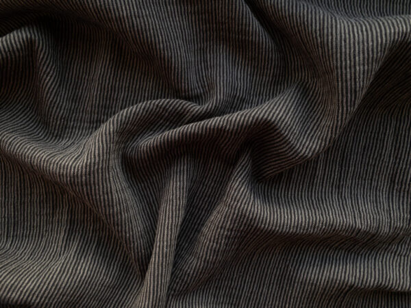Organic Cotton Double Gauze - Yarn Dyed Mini Stripe - Black
