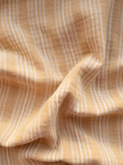 Organic Cotton Double Gauze - Yarn Dyed Variegated Stripe - Honey/White