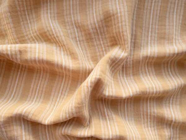 Organic Cotton Double Gauze - Yarn Dyed Variegated Stripe - Honey/White