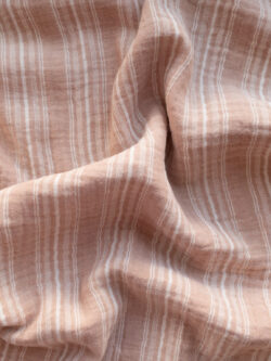 Organic Cotton Double Gauze - Yarn Dyed Variegated Stripe - Rose/White