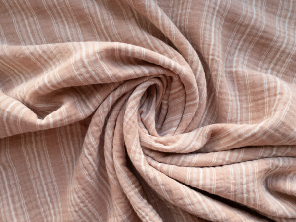 Organic Cotton Double Gauze - Yarn Dyed Variegated Stripe - Rose/White