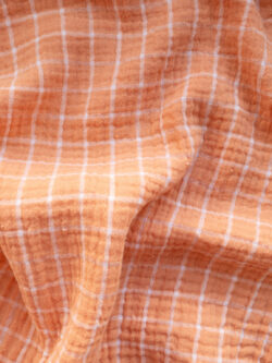 Organic Cotton Yarn Dyed Double Gauze - Check - Apricot/White Organic Cotton Yarn Dyed Double Gauze - Check - Apricot/White