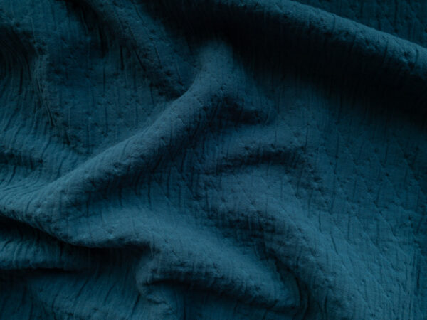 Cotton Crinkle Jacquard - Diamonds - Bluestone