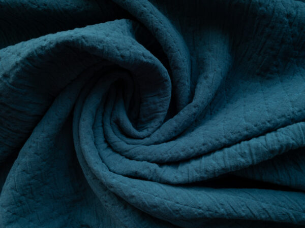 Cotton Crinkle Jacquard - Diamonds - Bluestone