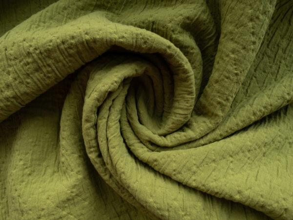 Cotton Crinkle Jacquard - Diamonds - Pesto