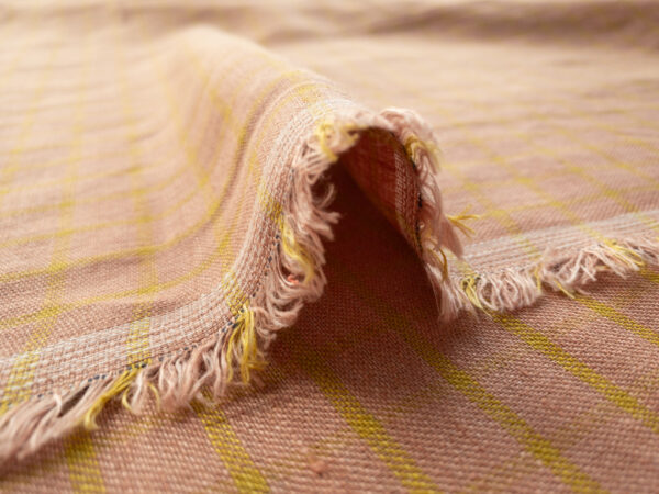 Utopia Washed Linen/Cotton - Check - Peach/Pistachio