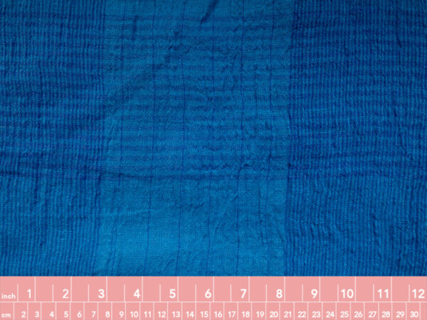 Yarn Dyed Linen Crinkle Gauze – Plaid - Ocean