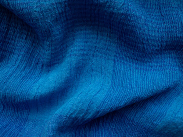 Yarn Dyed Linen Crinkle Gauze – Plaid - Ocean