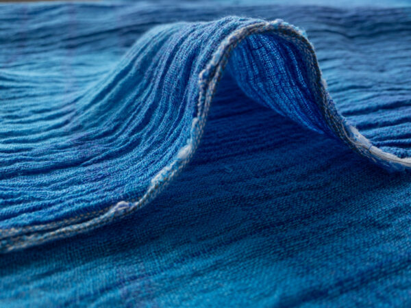 Yarn Dyed Linen Crinkle Gauze – Plaid - Ocean