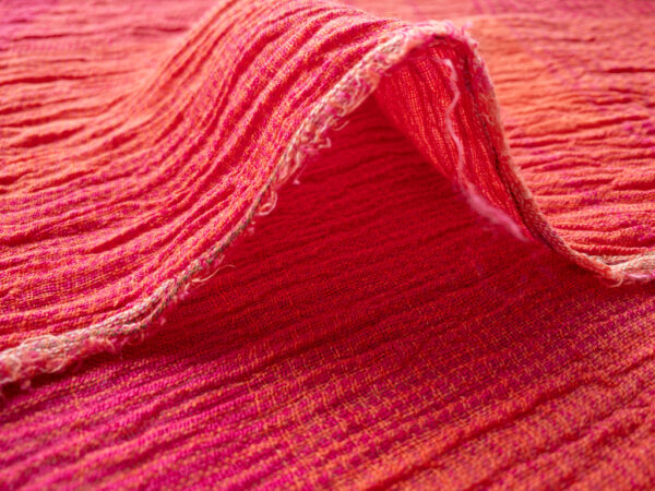 Yarn Dyed Linen Crinkle Gauze – Plaid - Sunset