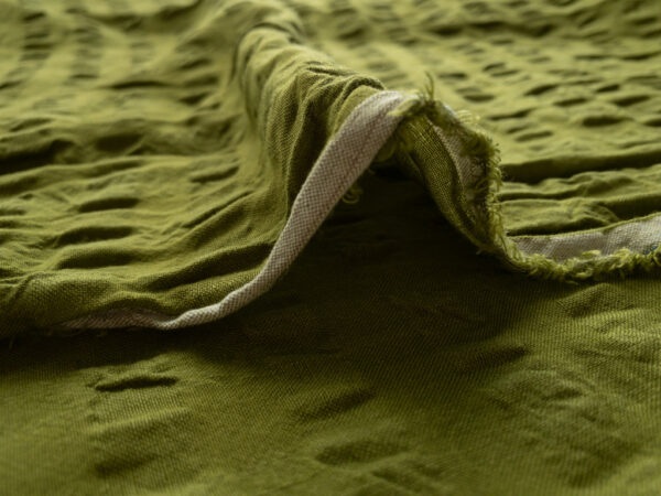 Linen/Viscose Giant Seersucker - Olive Oil