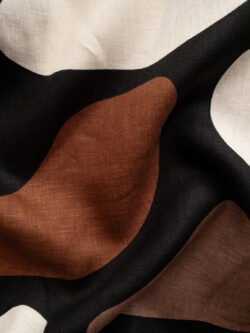 Printed Linen - Stepping Stones - Black/Toffee