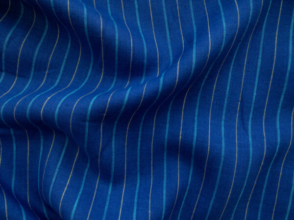 Designer Deadstock – Yarn Dyed Linen - Stripe -  Cobalt/Azure